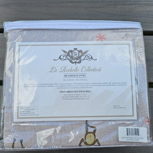 NEW in package La Rochelle Collection Twin Heather flannel sheet set - Picture 3 of 7